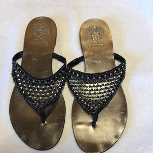 VINCE CAMUTO Metallic Thongs Sandals Shoes 6.5